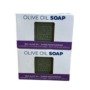 Kiss My face Olive Oil Soap Bar Lot Of Two 8oz Super Moisturizing Lavender NEW